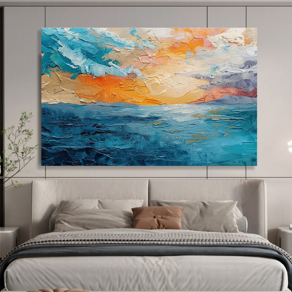 “Textured Sea Sunset” - Impasto Seascape Painting On Canvas DKS503