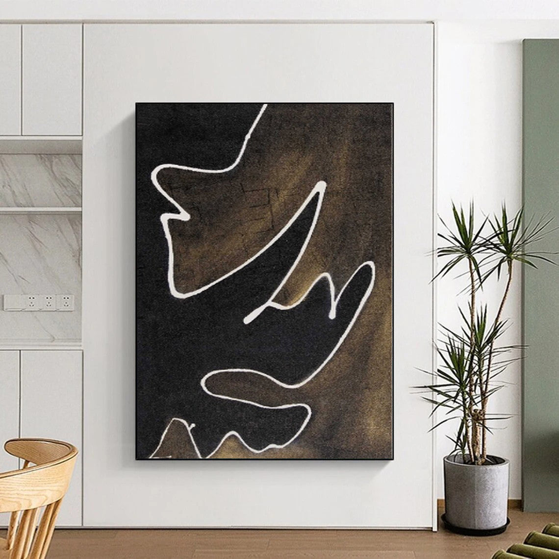 “Black - White Abstract” - Avant - Garde Abstract Painting On Canvas PS0070