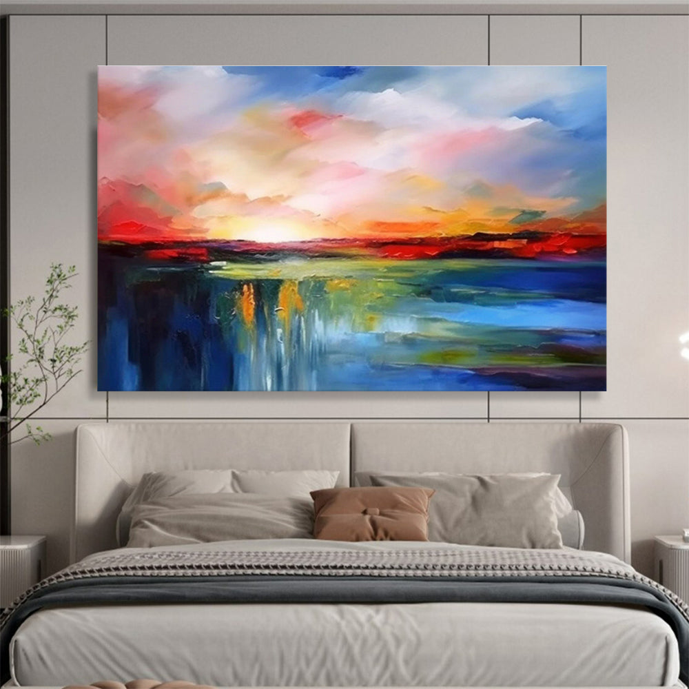 Colorful Abstract Sunset - Expressive Landscape Painting On Canvas DKS339