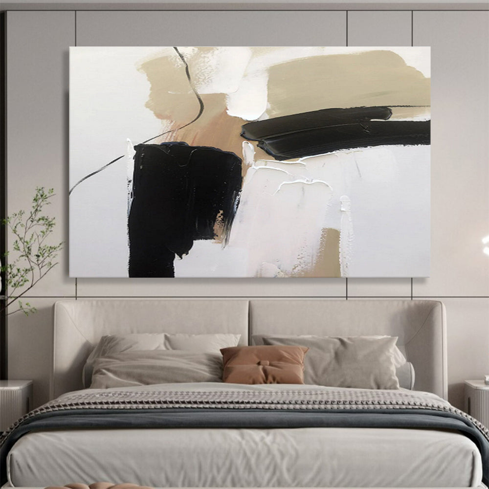 Earthy Tones and Bold Blacks - Modern Abstract Painting On Canvas DKS313