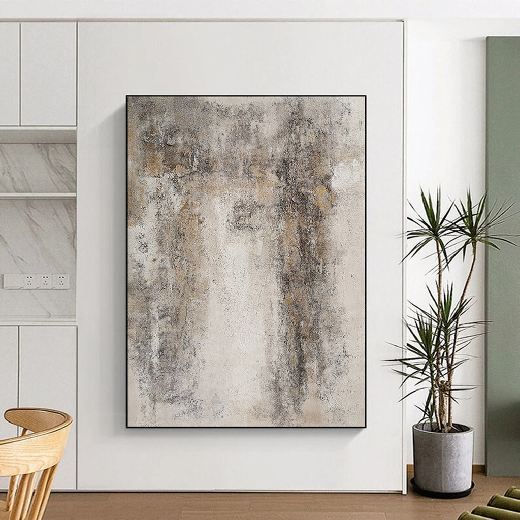 “Grey and Brown Textured Abstract” - Industrial - Inspired Painting On Canvas DS346