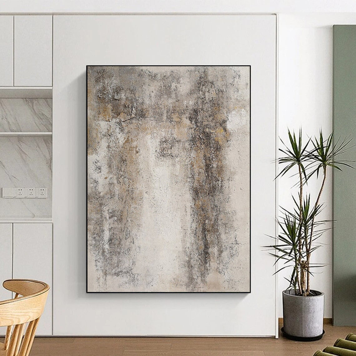 “Grey and Brown Textured Abstract” - Industrial - Inspired Painting On Canvas DS346
