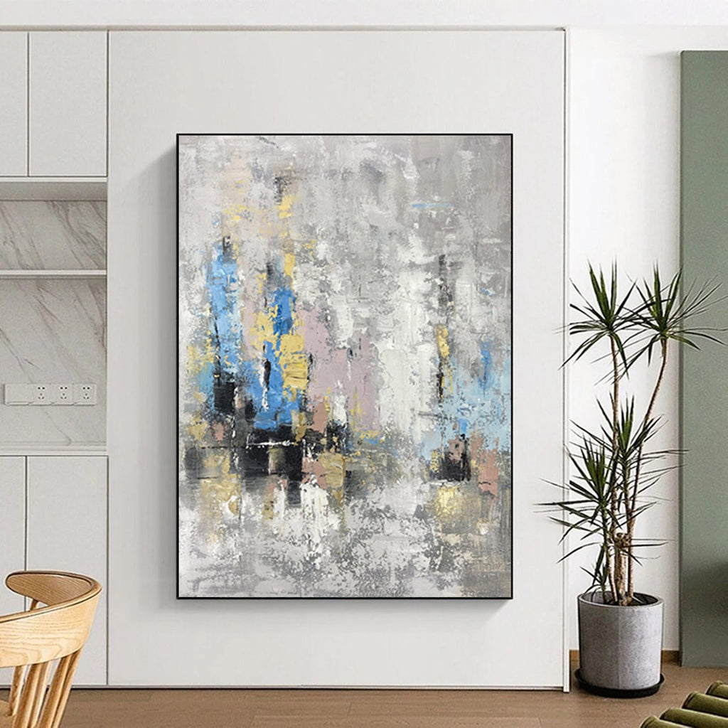 “Gray - Toned Abstract Cityscape” - Urban Forms in Muted Hues Painting On Canvas DS248