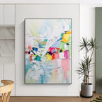 “Colorful Abstract Collage - Bright Shapes & Textured Layers” Painting On Canvas DS267