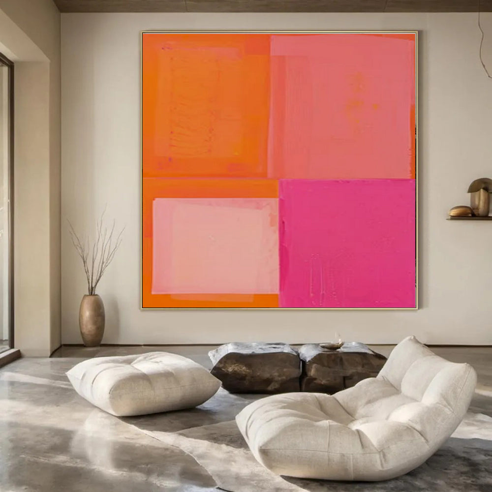 Blue, Pink, Orange, Yellow with 3D Petals "Garden of Joy" Abstract Painting On Canvas PS1481