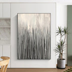 “Black - White Dripping Abstract Curtain” - Minimalist Abstract Painting On Canvas PS0302