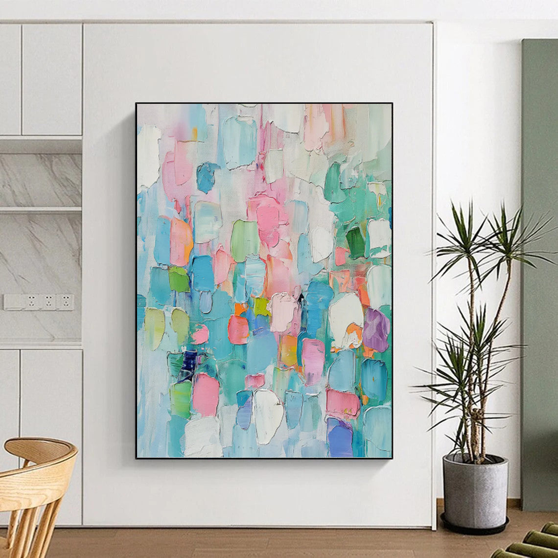 “Pastel Color Block Abstract” - Modernist Color Field Painting On Canvas PT0997