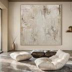 “Beige - Gray Textured Minimalist” - Calm Abstract Painting On Canvas PS0135