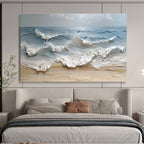“3D - like Sea Waves” - Impasto Oil Painting On Canvas DKS796