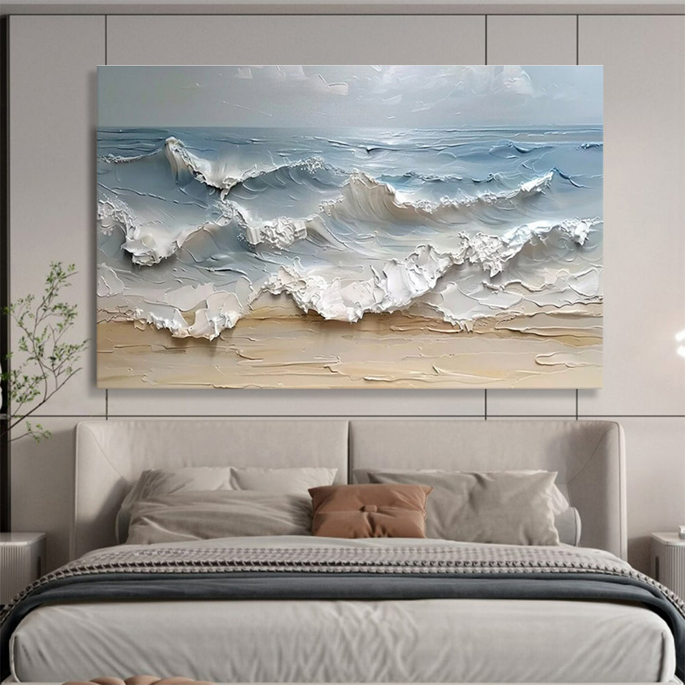 “3D - like Sea Waves” - Impasto Oil Painting On Canvas DKS796