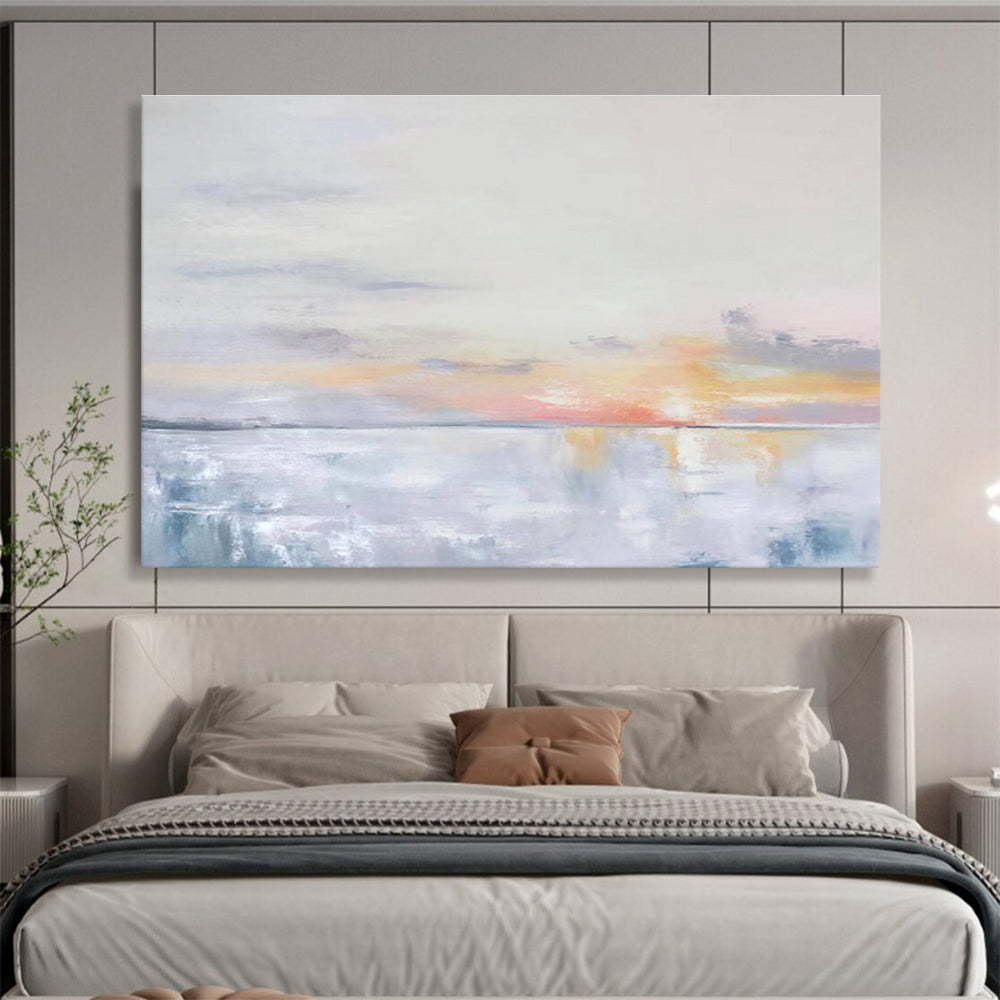 “Soft Sunset Horizons” - Minimalist Landscape Painting On Canvas DKS420