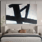 “Black Cross on Blue - White” Abstract Painting On Canvas DKS181