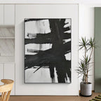 “Black - White Expressive Strokes” - Abstract Expressionist Painting On Canvas PT1154