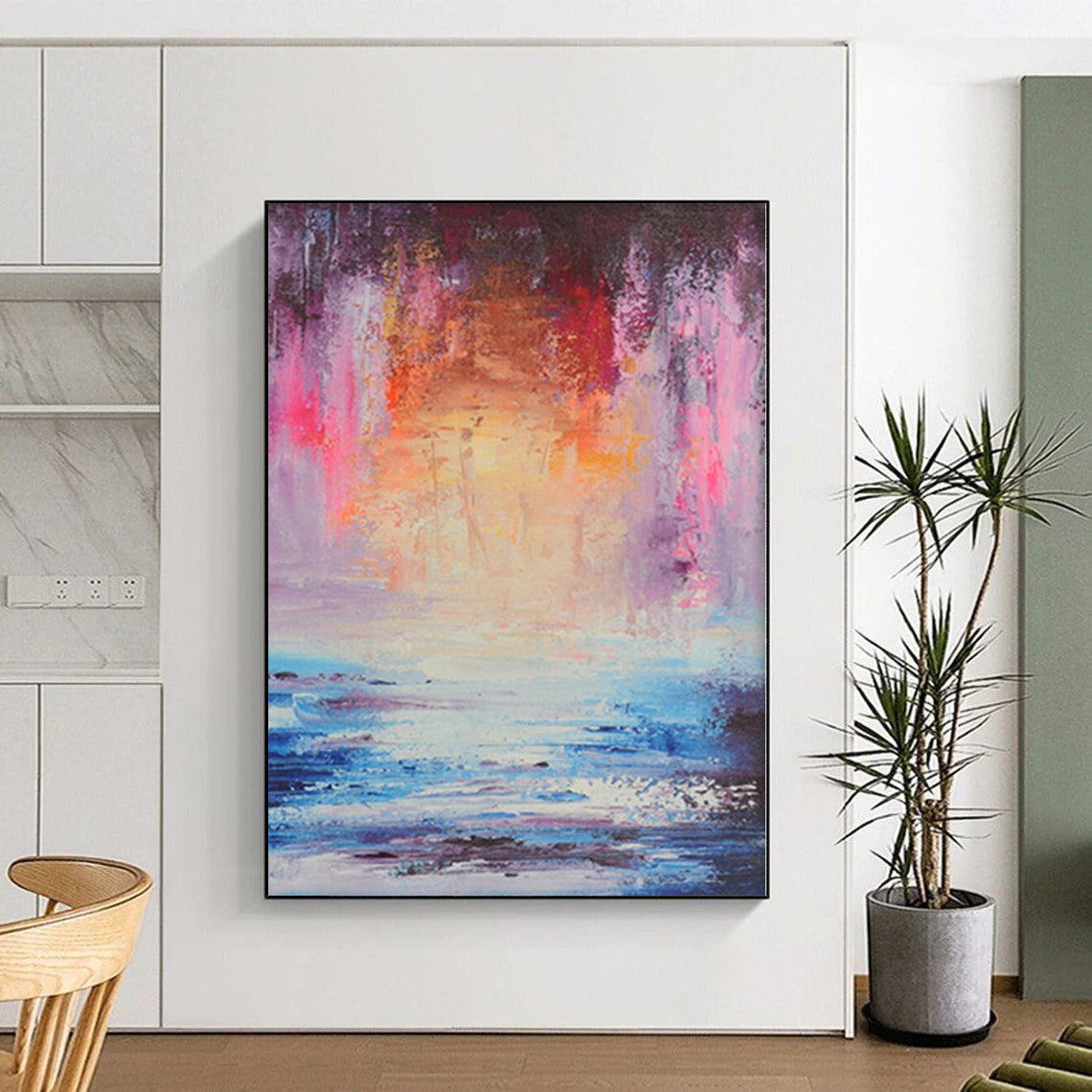 “Sunset Sea Abstract” - Coastal Abstract Painting On Canvas PS0058