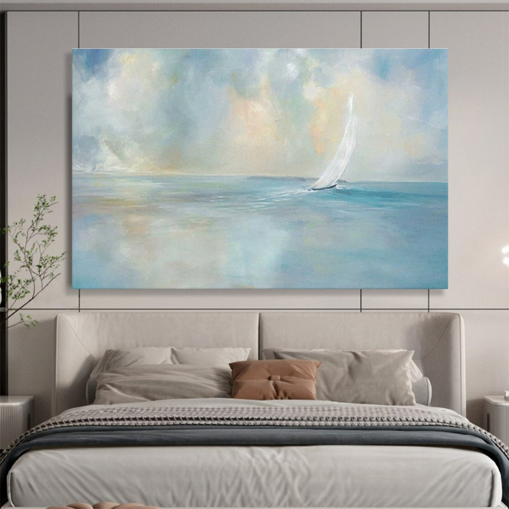 “Sailboat Serenity” - Impressionistic Seascape Painting On Canvas DKS436