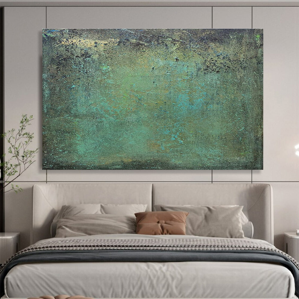 “Teal - Tinted Textured Abstract” - Textured Abstract Painting, Perfect for Bathroom & Coastal - Style Room DKS600