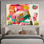 Colorful Geometric Cubist - Inspired Abstract Painting On Canvas DKS070