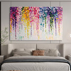 “Rainbow - Drip Floral Cascade” - Abstract Acrylic Painting on Canvas DKS905