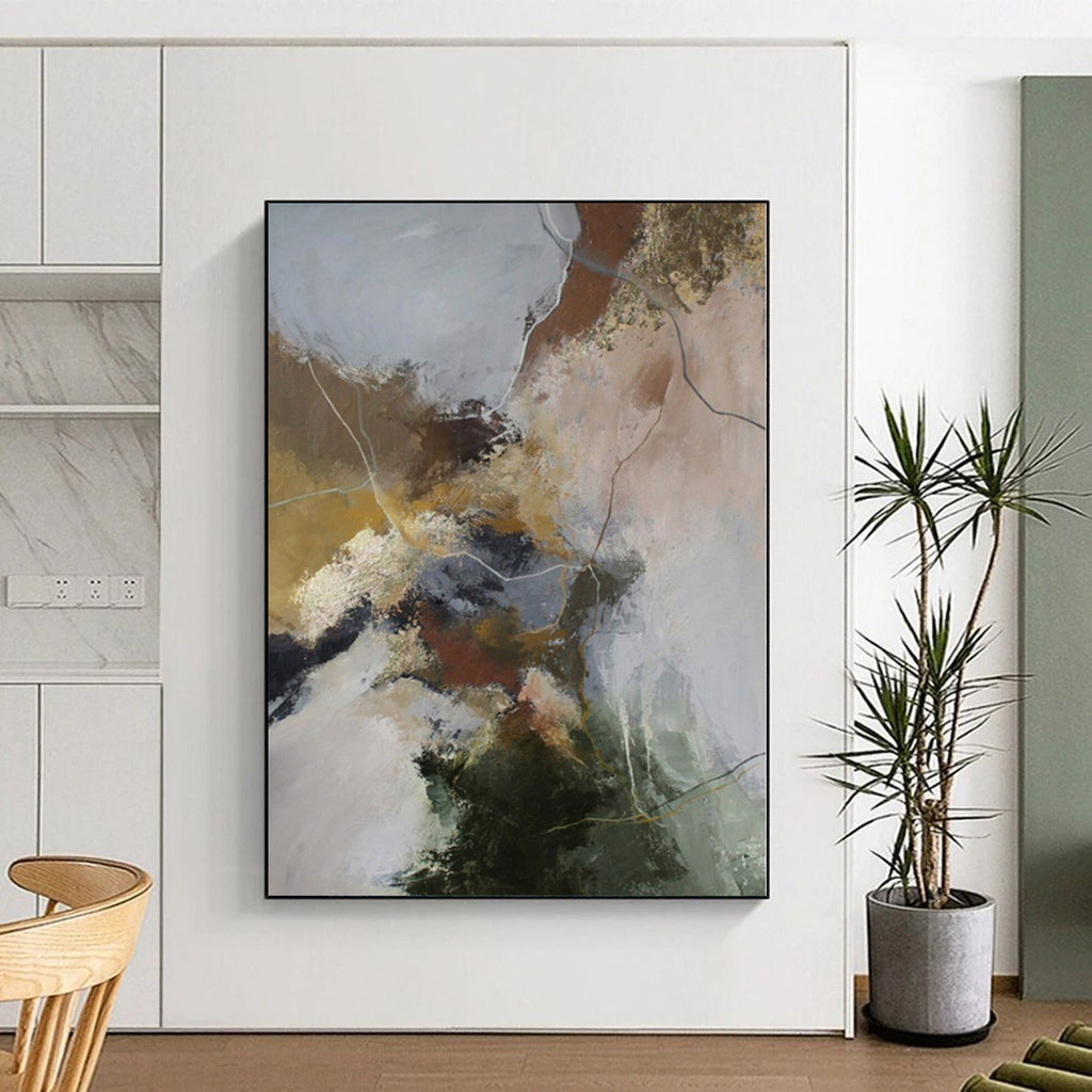 “Earth - Toned Abstract with Subtle Lines” - Textured Abstract Painting On Canvas PS0254