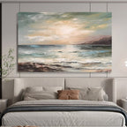 “Muted - Tone Seaside Sunset” - Soft - Hues Painting On Canvas PT1546
