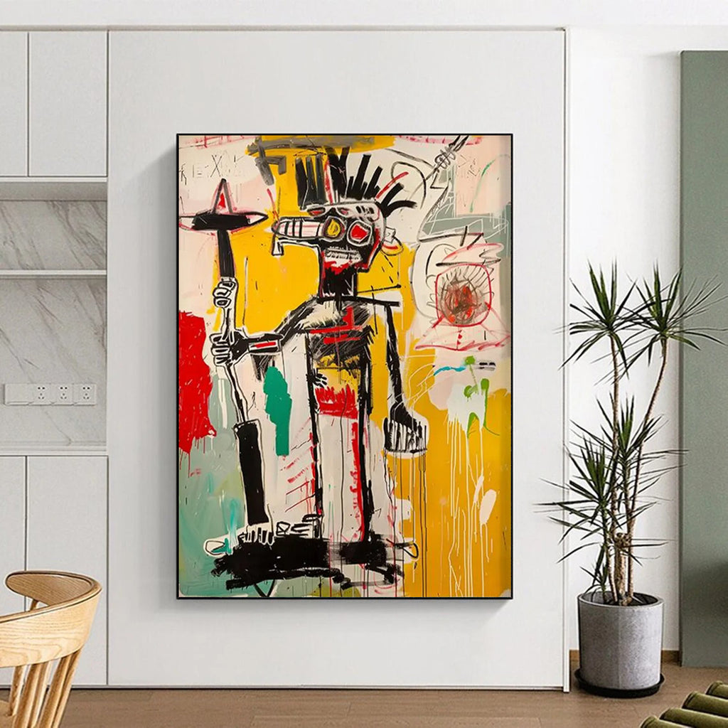 Urban Tribal Figure: Bold Lines & Colors Painting On Canvas DS103