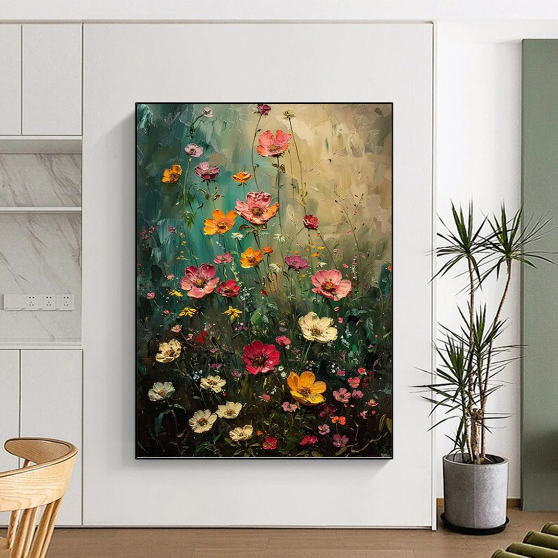 “Colorful Wildflower Meadow” - Floral, Impressionistic Painting On Canvas PT1554