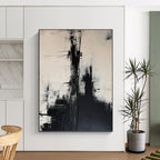 “Black - White Abstract Forms” - Minimalist Abstract Painting On Canvas PT1261