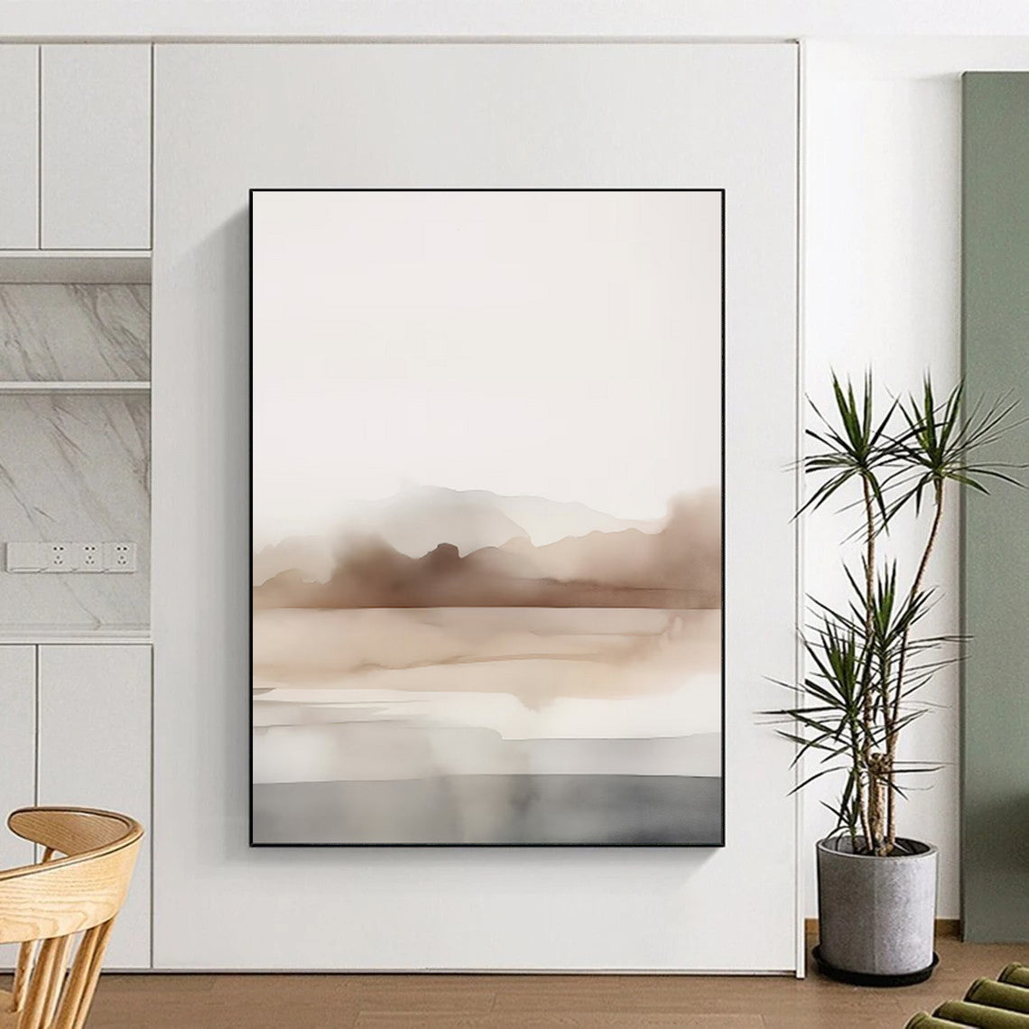 “Subtle Brown - Gray Watercolor Landscape” - Watercolor Painting On Canvas PT2061