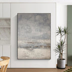 Gray Textured Landscape Hints Minimalist Abstract Painting On Canvas DS058