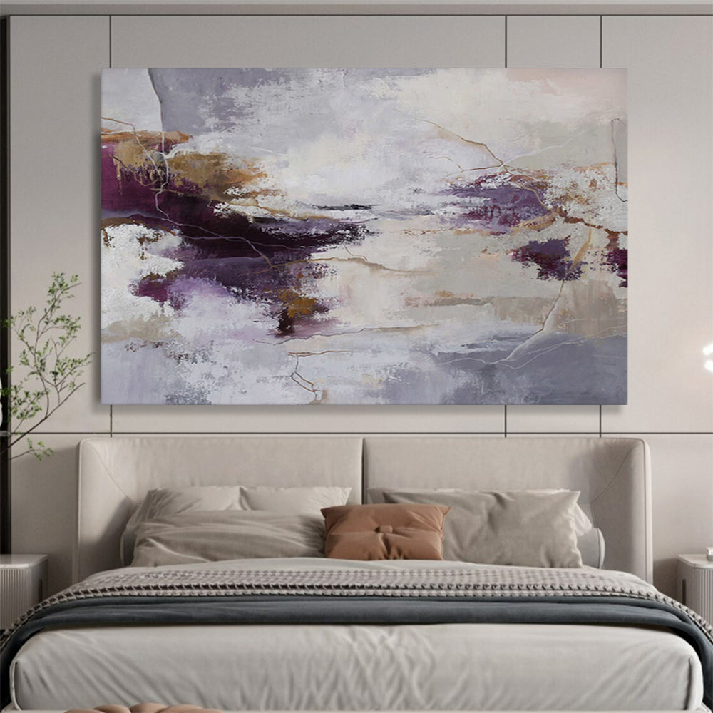 Purple and Grey Abstract Flow Contemporary Abstract Painting On Canvas DKS134