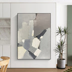 “Gray - Toned Abstract Blocks” - Minimalist, Geometric - Shaped Painting On Canvas PT1586