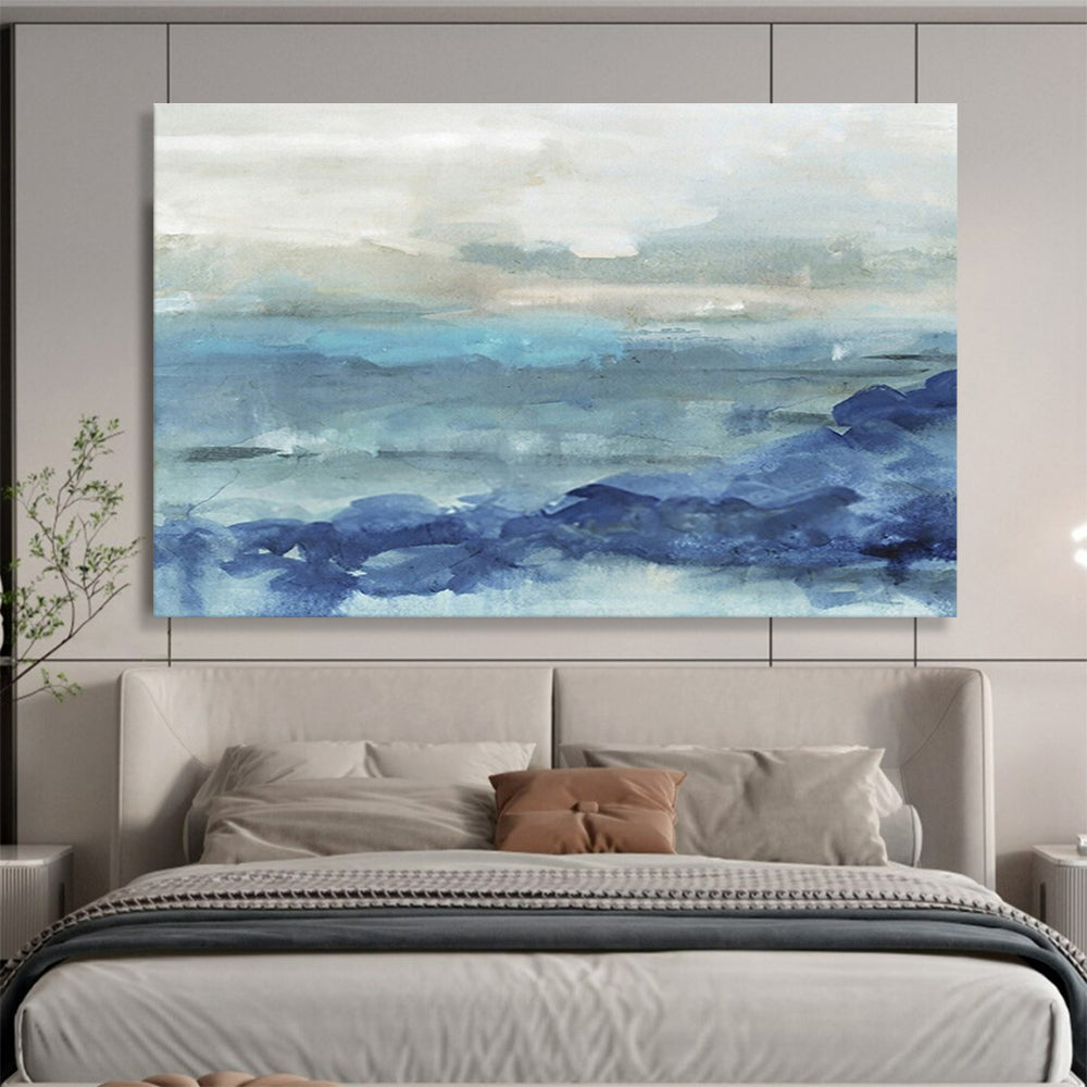 “Blue - Gray Horizons” - Minimalist Landscape Painting On Canvas DKS414