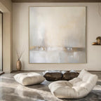 Beige, Gray, Gold with Subtle Gradients "Soft Horizons" Abstract Painting On Canvas PS1299