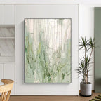 “Green and Gray Textured Abstract” - Linear Abstract Painting On Canvas PT2280