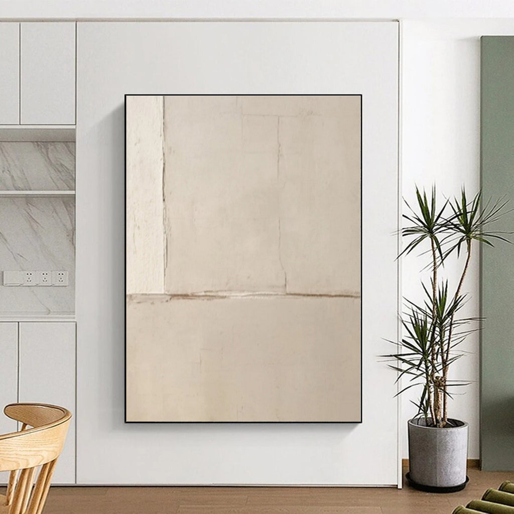 “Beige Minimalist Textured Canvas” - Beige Abstract Painting On Canvas PS0538