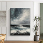 “Monochromatic Seaside Abstract” - Impressionist Seaside Painting On Canvas PT2270