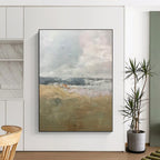 “Soft Grey - Beige - Blue Abstract Landscape” - Serene Abstract Painting On Canvas PS0308