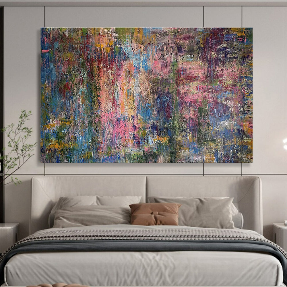 “Vibrant Color Mosaic” - Multicolor Abstract, Textured Wall Art Painting On Canvas DKS715