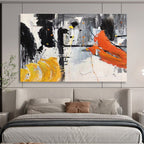 “Bold Black, Yellow, and Orange” Abstract Painting On Canvas DKS187