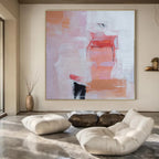 Pink, Orange, White with Soft Shapes "Blush Harmony" Abstract Painting On Canvas PS1385