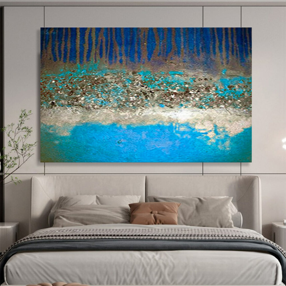 “Textured Blue Forest Abstract” - Nature - inspired Textured Painting On Canvas DKS385