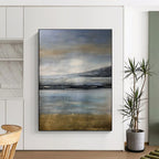 Calm Blue - Gray Seascape, "Silent Shores" – Abstract Landscape Painting On Canvas PS0908