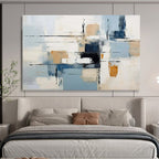 “Soft Blue and Beige Abstract Blocks” - Minimalist Abstract Painting On Canvas PT092