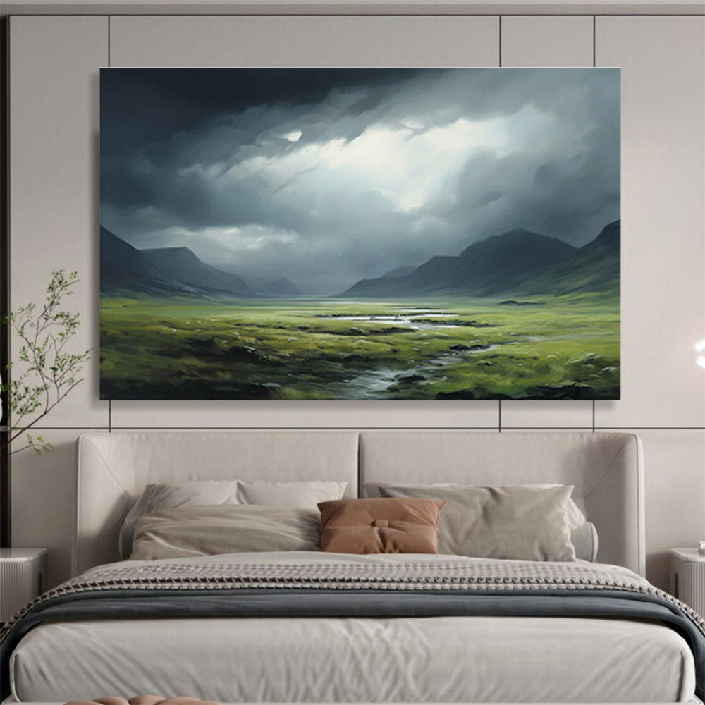 “Dramatic Green Valley Landscape” Landscape Painting On Canvas DKS170
