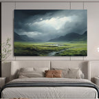 “Dramatic Green Valley Landscape” Landscape Painting On Canvas DKS170