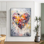 “Colorful Patchwork Heart” - Abstract Symbolism Painting On Canvas PT1840