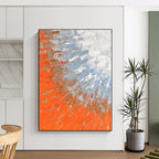 “Orange & Blue Textured Strokes” - Textured Abstract Painting On Canvas PS0405