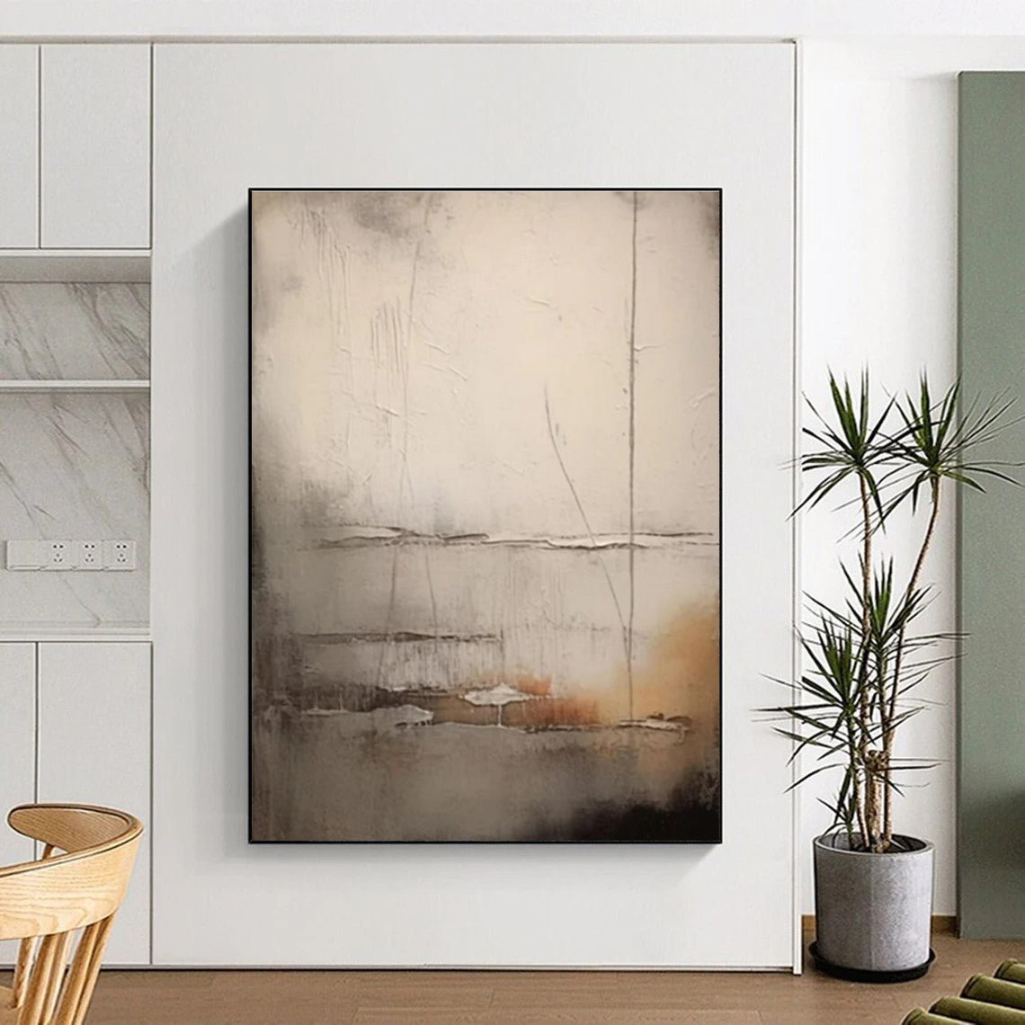 “Neutral Textured Layers” - Neutral Tones Abstract Minimalist Painting On Canvas PS0709