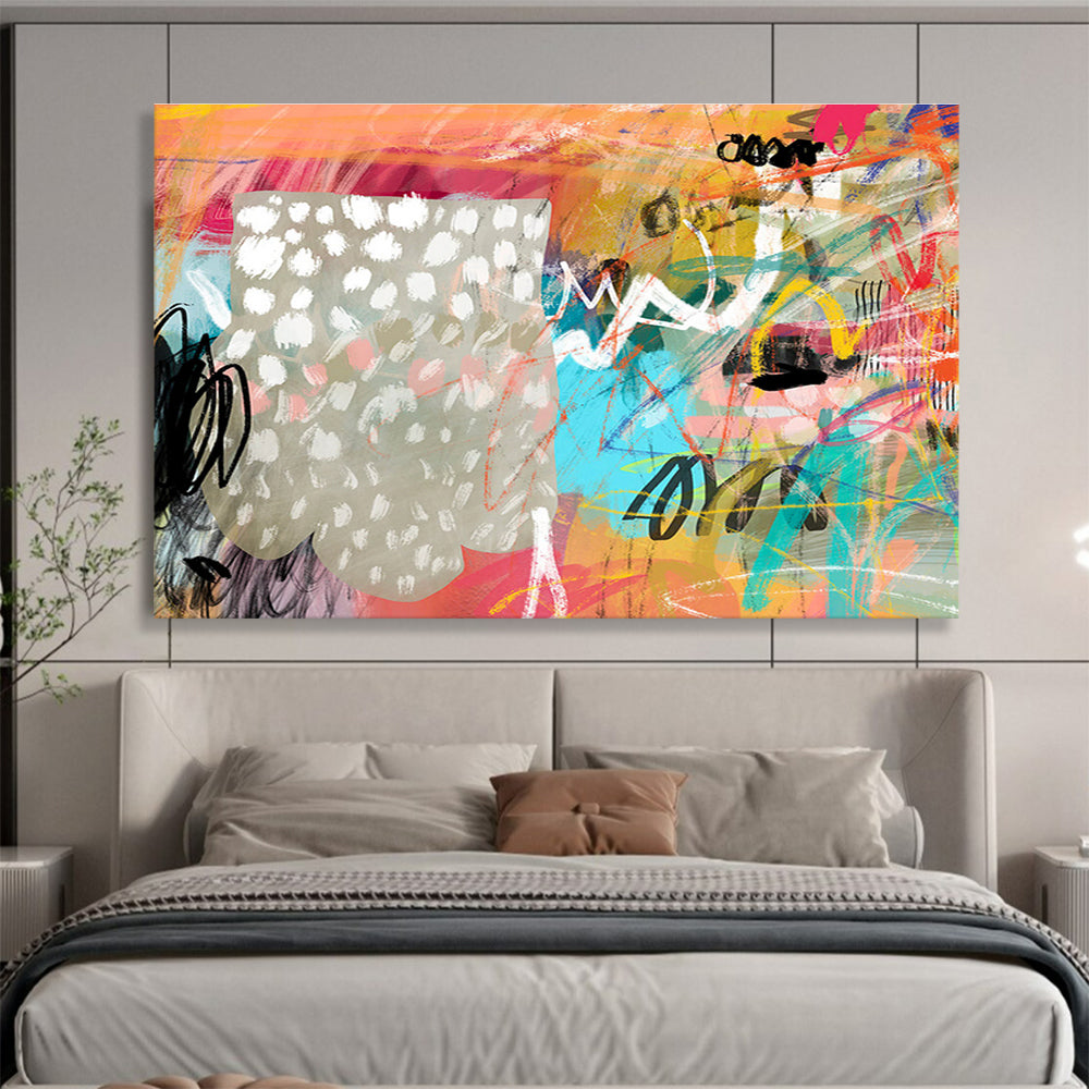 Colorful Mixed - Media Abstract Painting On Canvas DKS068