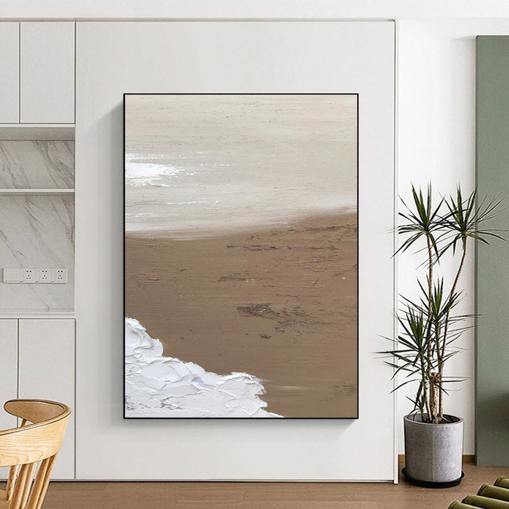 “Beige and White Textured Abstract” - Subtle Landscape - Inspired Painting On Canvas DS375